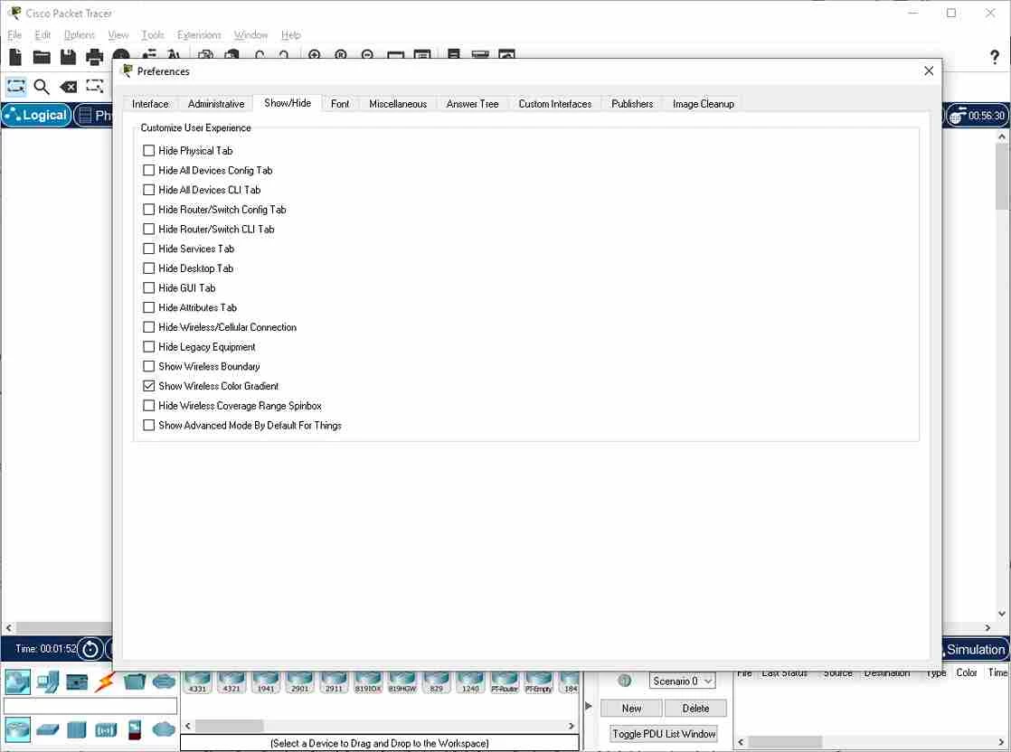 Cisco Packet Tracer — captura de tela 1